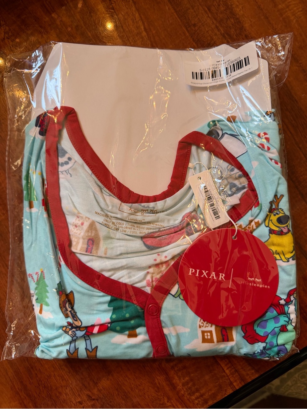 NWT Little Sleepies Pixar Christmas Village women’s long sleeve PJ top